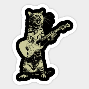 Cat playing guitar Sticker